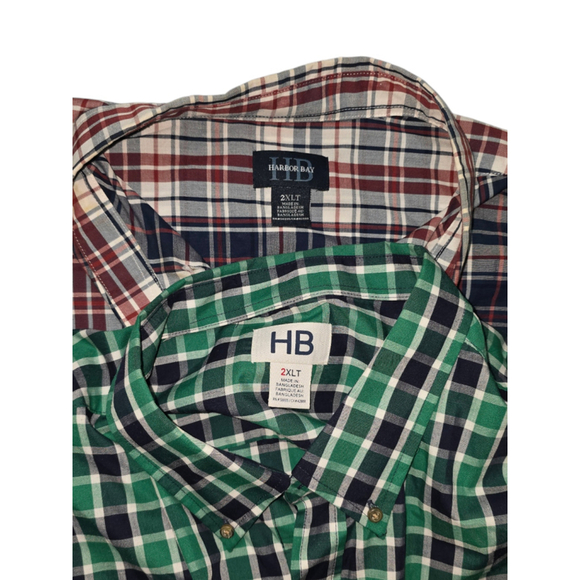 Lot 2 Men's Harbor Bay Plaid Button Down Shirts 2XLT Green Blue Red - Picture 8 of 8